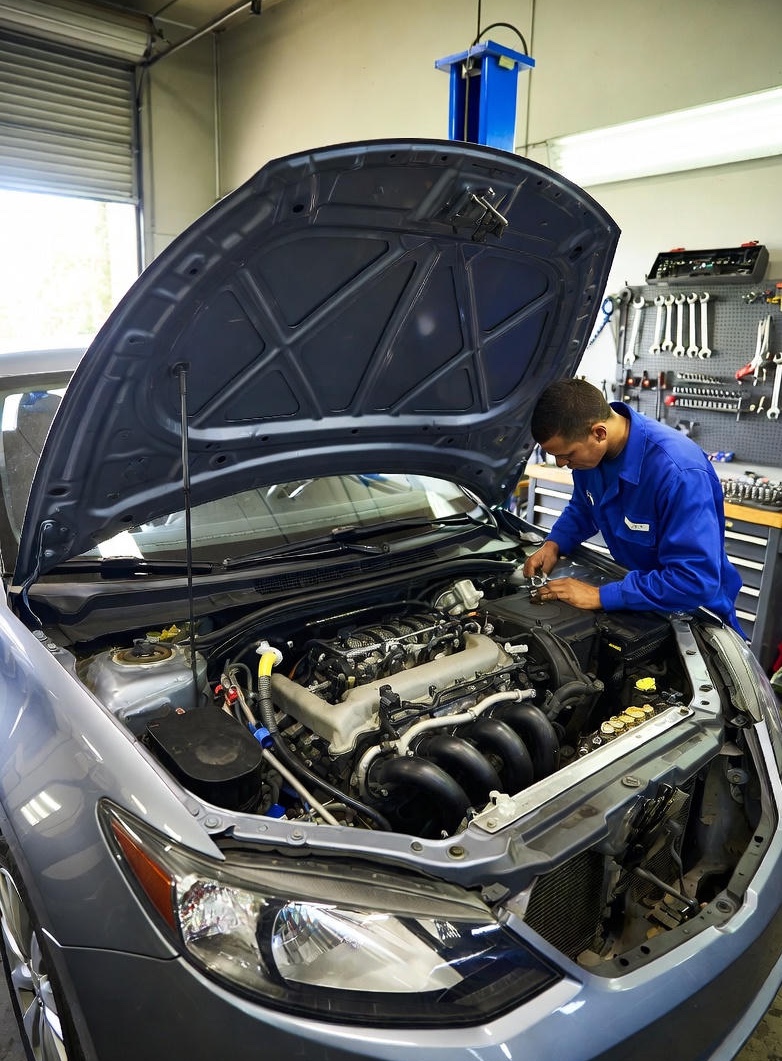 Mechanic using tools for car repairs at Homerton Car Repairs garage in Hackney/Homerton, East London E9